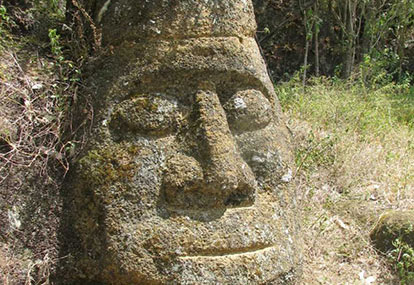 Stone face Floreana island.